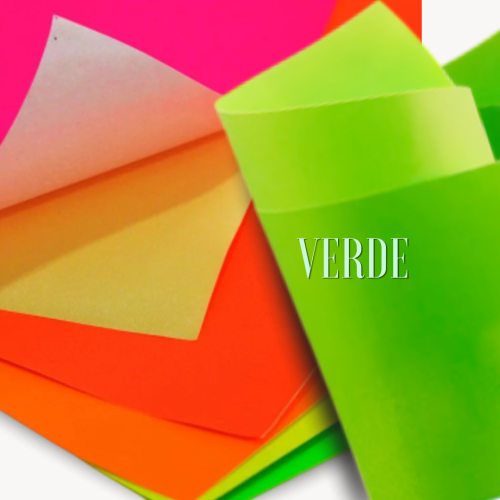 Papel Adesivo Neon Verde A4  OffPaper