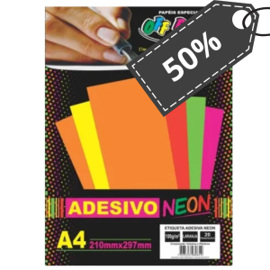 Papel Adesivo Neon Laranja A4  Off Paper