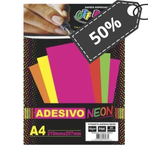 Papel Adesivo Neon Pink A4  Off Paper
