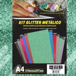 Kit Papel Glitter Metálico 250g A4