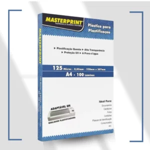 Plástico para Plastificação Polaseal 125 Micras A4 com 100 unidades Masterprint